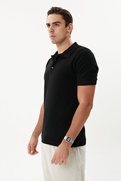 hateko Πλεκτό μπλουζάκι πόλο γιακά από 100% βαμβακερό πλεκτό