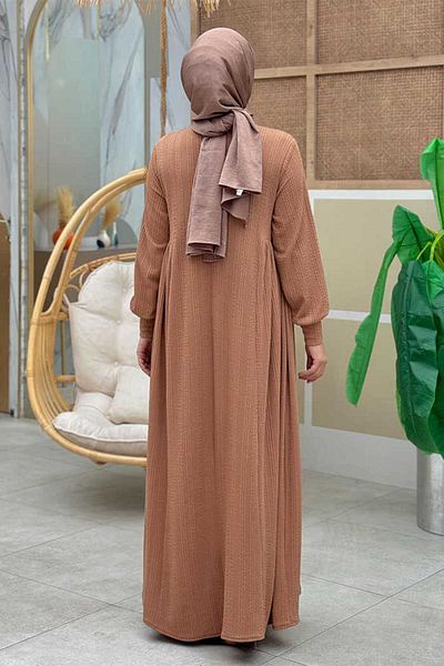 Bym Fashion Πλεκτό φόρεμα Mink Colored 6026 Model - Συρμένο στα πλαϊνά