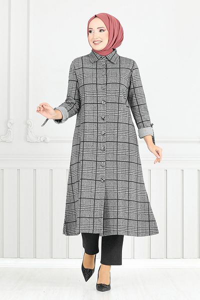ModaMerve Gray Winter Shirt Collar Suit - 24603Ukb929-M