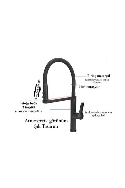Boheme Black Flexible Pull-Out Kitchen Faucet