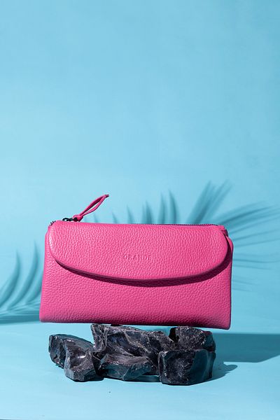 Grande 2602 Model Pink Genuine Leather Women's Wallet - Large Flother