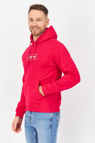 Vision Street Wear Men Long Sleeve Embroidered Logo Hoodie, Dark Pink