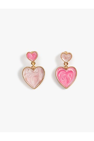Koton Multicolor Heart Earrings - Dangle Design