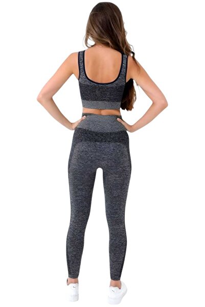 Uniquetrenders Női Dikişsiz Melanjlı Fitness Yoga Pilates Sport Büstiyer Leggings Szett