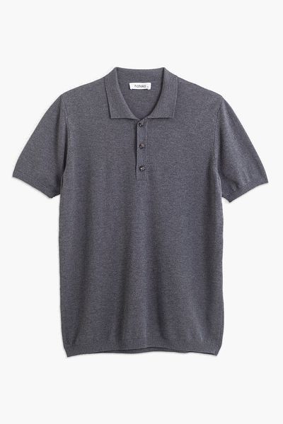 hateko Gray Polo Neck Knitwear T-Shirt