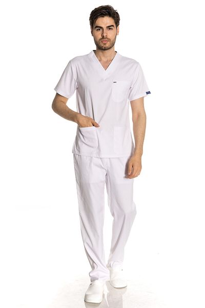 TIPMOD White Unisex Lycra Bat Sleeve Doctor / Nurse Jersey