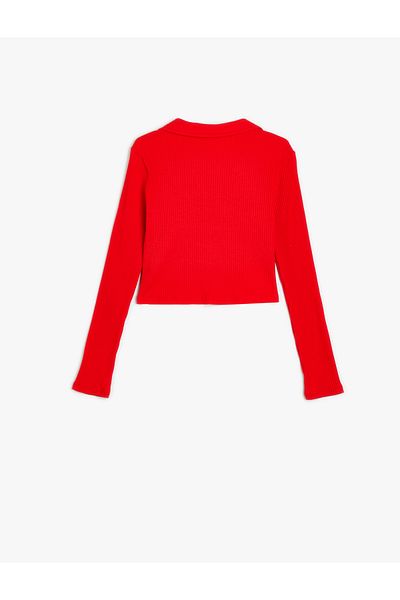 Koton Long Sleeve Basic Polo Collar Ribbed T-Shirt