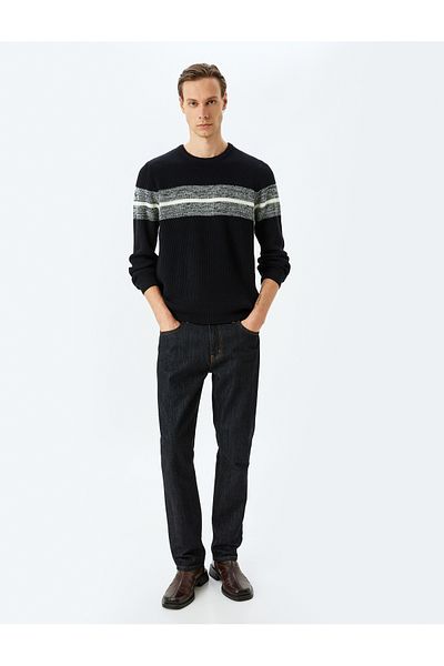 Koton Crew Neck Striped Knitwear Sweater