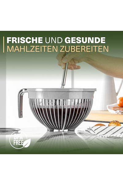 Viwares Linea Mixer mit Deckel – Grau – (3 Liter) Stilvoller und vielseitiger Küchenhelfer