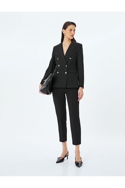 Koton Slim Fit High Waist Pocket Cigarette Fabric Trousers