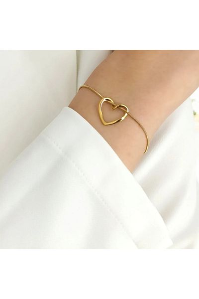 zeynep Z&D Accessory 316L Steel Gold Anti-Tarnish Heart Bracelet