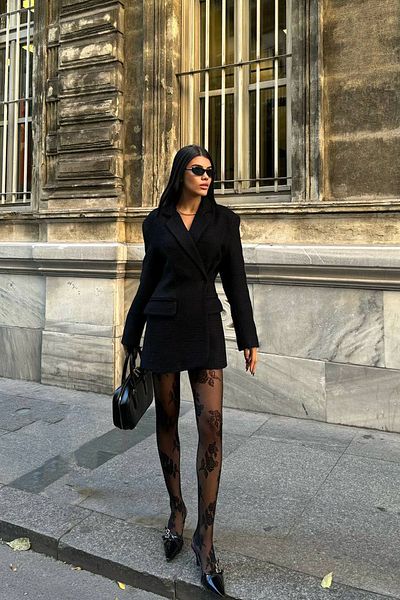 Seda Yalçın Atelier Black Durham Design Single Button Tweed Jacket