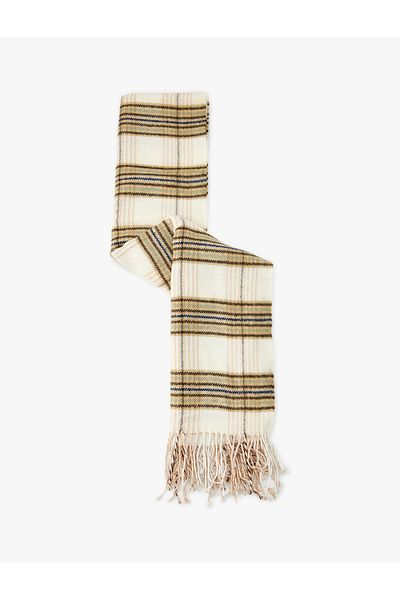 Koton Tasseled Plaid Multicolor Long Scarf