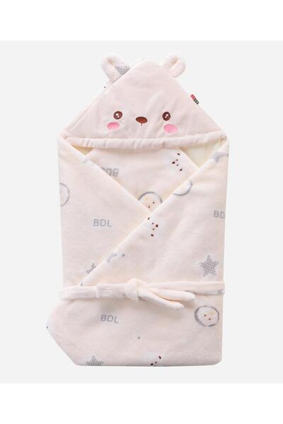 Fab N Funky Adjustable Hooded Swaddle Wrap, Beige 90x90cm for Newborns