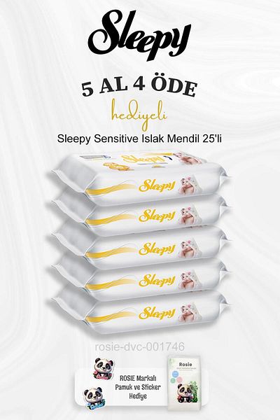 Sleepy Rosie Cotton 25 Pack Sensitive Wet Wipes - Buy 5 and Pay 4