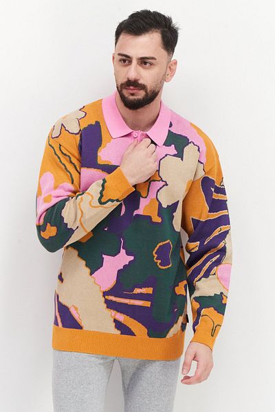 Puma Men Sportwear Fit Knitted Long Sleeves Sweatshirts, Orange Combo