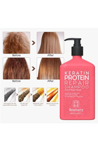 Beamarry Keratin Protein Damaged Hair Repair, Anti-Hair Loss, Strengthening Shampoo 380 ml