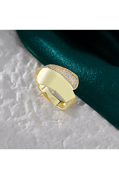 Akgül Silver Geniş Bombeli Taşlı Kadın Zarif Gümüş Yüzük