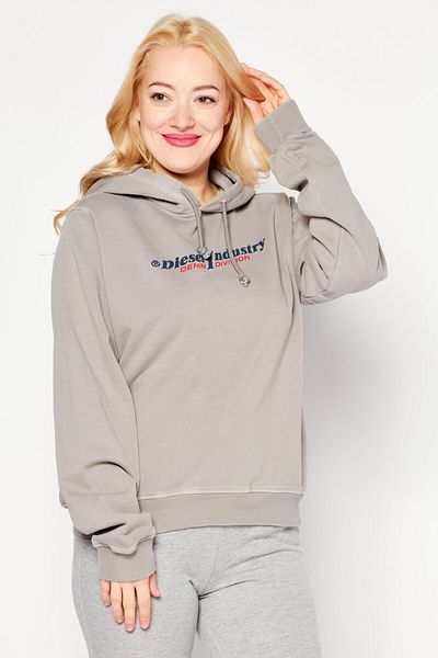 Diesel Women Long Sleeve Brand Logo Hoodie, Grey