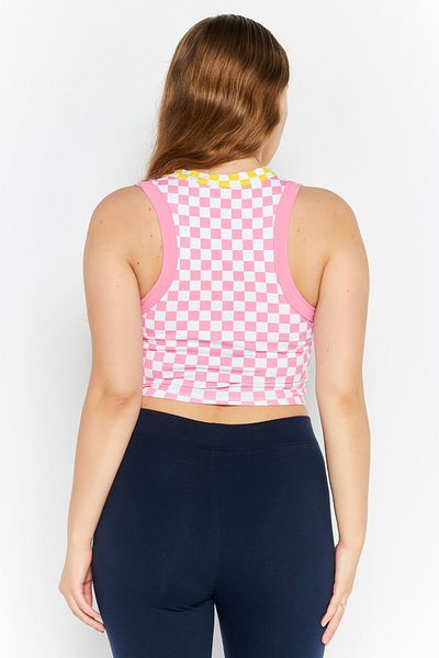 Dippin' Daisy's Women Round Neck Sleeveless Checkered Tank Top, Pink