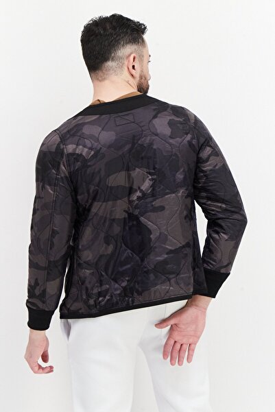 Alpha Industries Men Camouflage Long Sleeve Quilted Jacket, Grey Combo