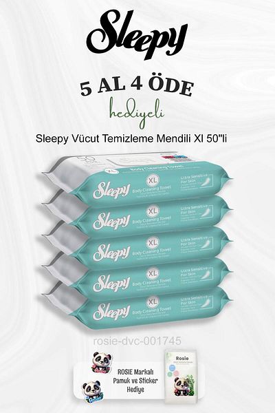 Sleepy Rosie Cotton Body Cleansing Wipes - XL 50" Buy 5 Get 4