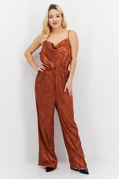 Sage The Label Women Floral Print Sleeveless Jumpsuit, Rust