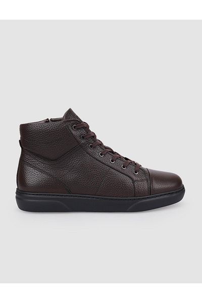 Cabani 100% Genuine Leather Brown Sheepskin Zippered Lace up Men's Boots