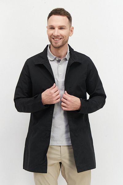 French Connection Men Mock Neck Plain Windbreaker, Black