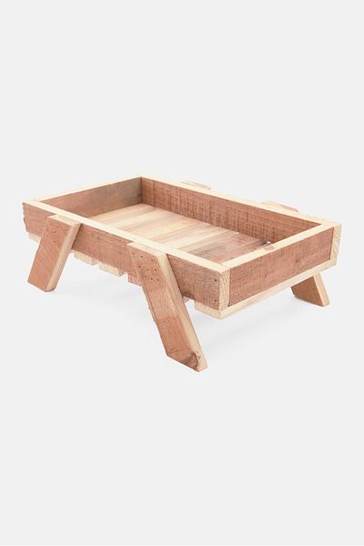 Muy Mucho Wooden Food Serving Tray With Legs, Beige