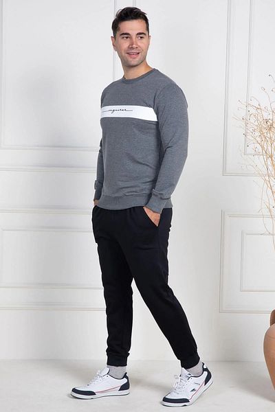 Mecit Pijama Ανδρικές αθλητικές πιτζάμες μεγάλου μεγέθους δύο κλωστών - λαιμόκοψη, μακρυμάνικο, 100% βαμβάκι