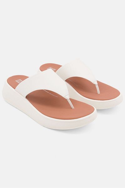 Fitflop Women F-mode Leather Flatform Toe Post Sandals,cream