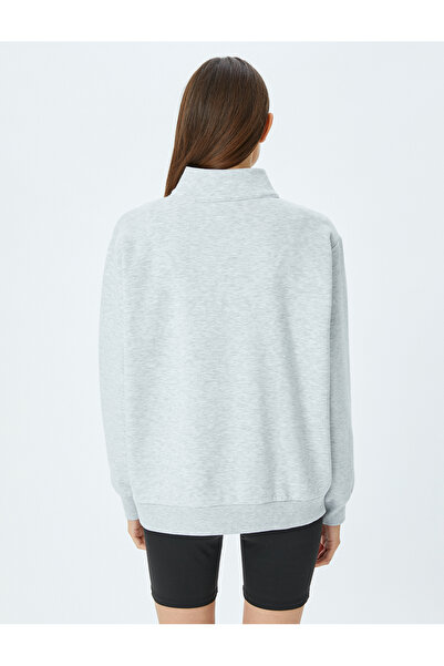 Koton Oversize αθλητικό φούτερ με λεπτομέρεια ραφής με μισό φερμουάρ