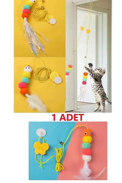 kirvanoğlu Colorful Elastic Cat Play Rod - Adhesive Training Toy