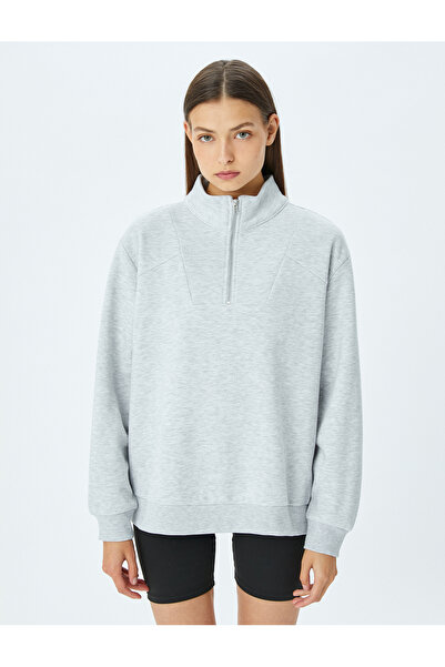 Koton Oversize αθλητικό φούτερ με λεπτομέρεια ραφής με μισό φερμουάρ