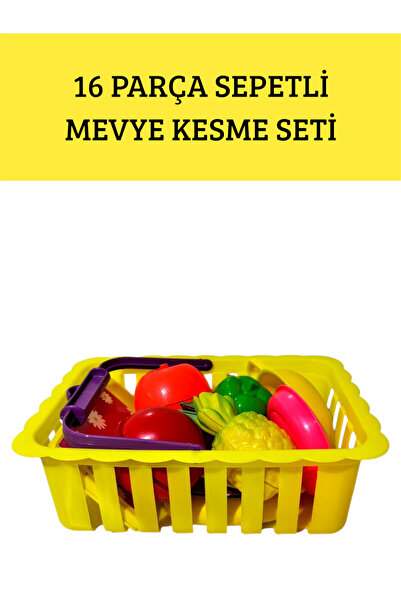 YILDIRIM OYUNCAK 16 Parça Çırtlı Meyve Sebze Kesilen Piknik Seti Sepetli Meyv...