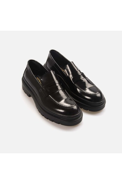 KEMAL TANCA Erkek Hakiki Deri Eva Taban Siyah Günlük Ayakkabı