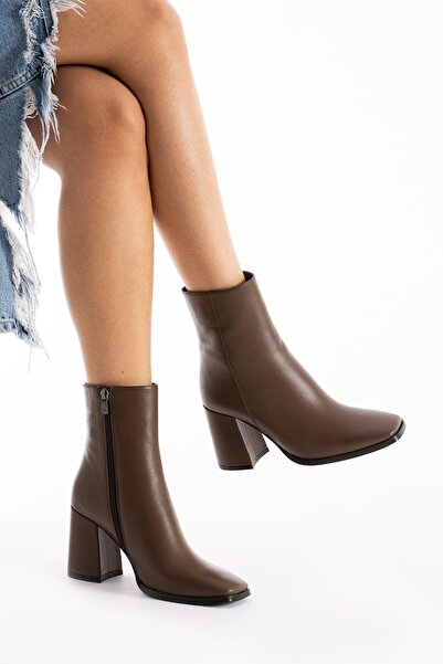 FOLLİNİ Cizme de damă maro din piele naturală