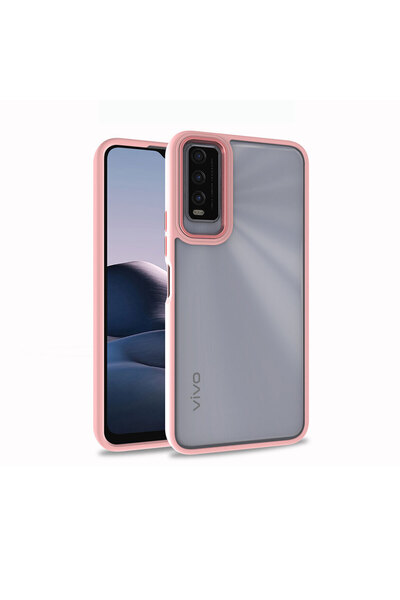 Techaks حافظة فيفو Y20S ذات حواف معدنية للكاميرا وغطاء شفاف ملون فلورا - ذهبي...