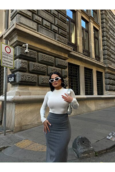 owwon Γυναικείο μακρυμάνικο Lycra κορμάκι εκρού