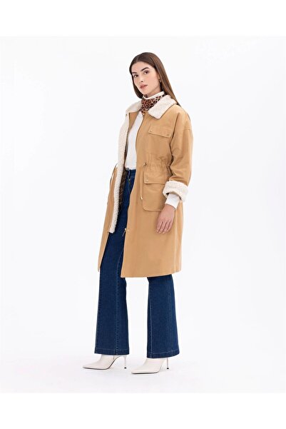 SCL by Seçil Kadın Peluş Astarlı Kaban 231001001 Camel