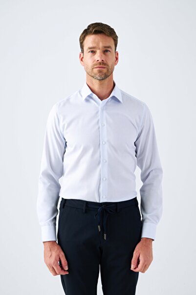 Paşahan Πουκάμισο με ρίγες χωρίς σιδέρωμα, 100% βαμβακερό κλασικό γιακά