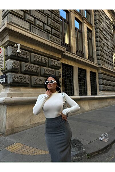 owwon Γυναικείο μακρυμάνικο Lycra κορμάκι εκρού