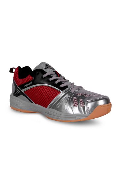 Nivia Appeal Badminton Shoes | Red/silver | 6 Uk/7 Us/40 Eu | Non-marking Round Sole