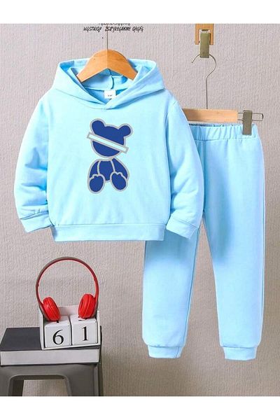 BENROMA Set de trening pentru copii cu imprimeu Blue Bear - Produs unisex supradimensionat