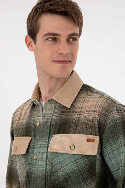 U.S. Polo Assn. Ανδρικό μακρυμάνικο πουκάμισο χακί 50296047-VR027