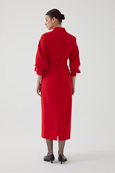 Exquise Kemerli Slim Fit Midi Elbise
