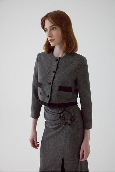 Exquise Anthracite Regular Short Jacket with Pockets