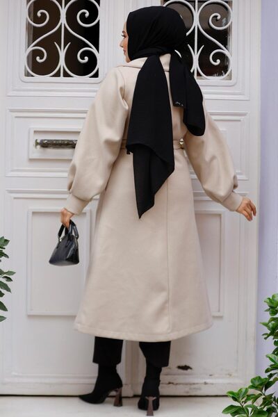 Neva Style 5946Beige Model Beige Hijab Stamp Cap