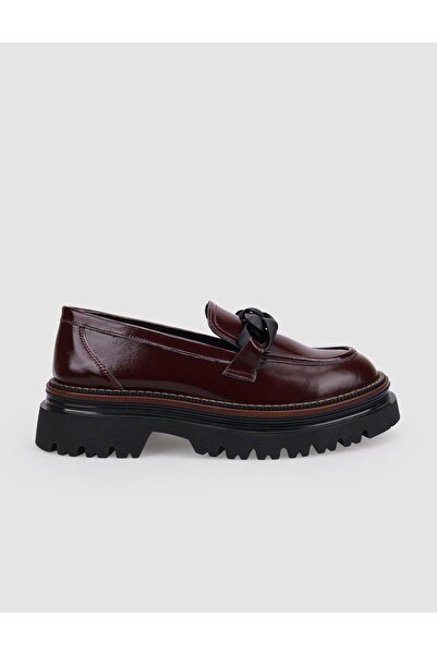 Cabani %100 Hakiki Deri Bordo Rugan Toka Detaylı Kadın Günlük Ayakkabı